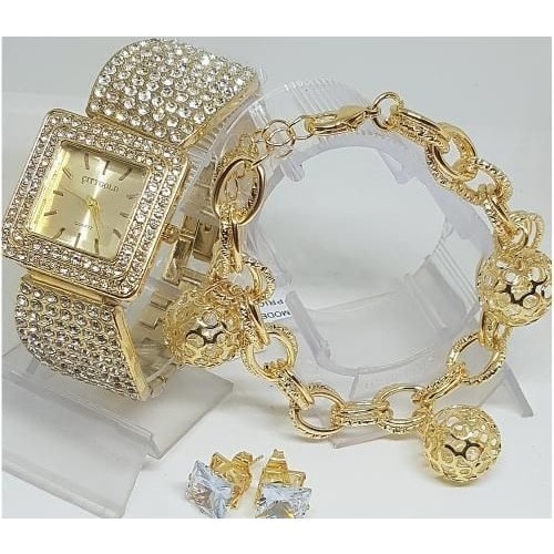 Wristwatch, Bracelet And Earrings Set