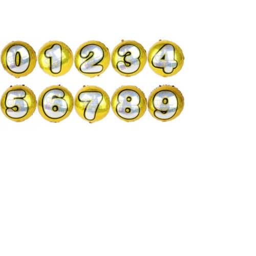 Round Laser Number 0-9 Balloon High Helium Quality - Gold