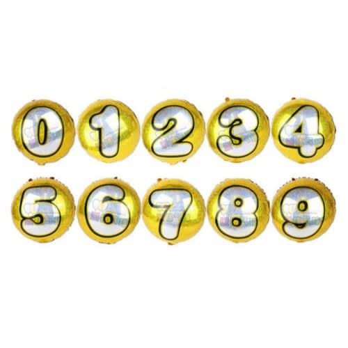 Round Laser Number 0-9 Balloon High Helium Quality - Gold