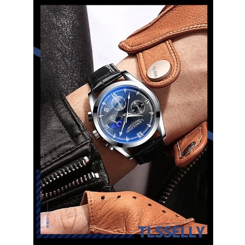 Men's Leather Strap Causal Wristwatch