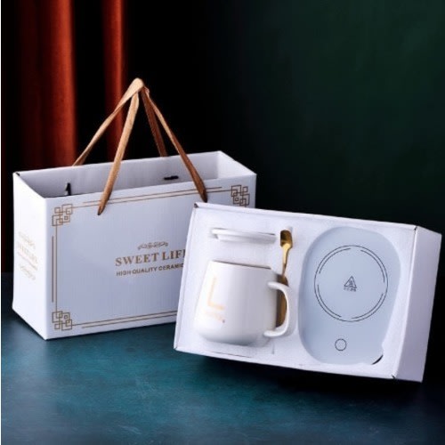 Insulated Ceramic Coffee Mug With Heating Pad