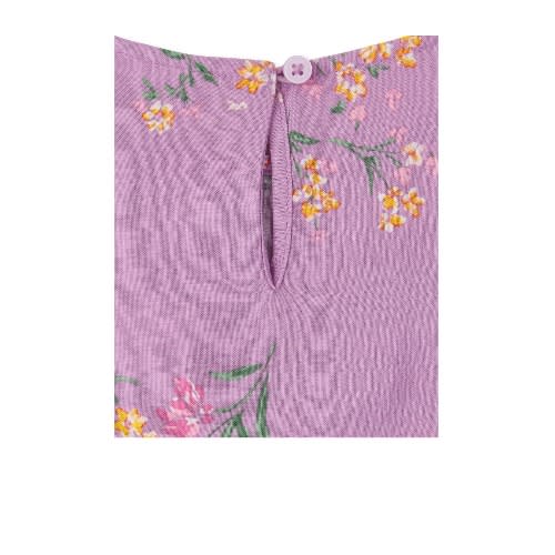 Girls Print Pintuck Ruffle Top - Lilac