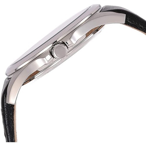 Men's 'transparency' Quartz Stainless Steel And Black Leather Dress Watch
