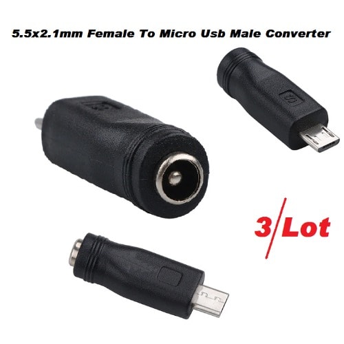 Dc 5.5*2.1mm Female To Micro Usb Male Power Converter