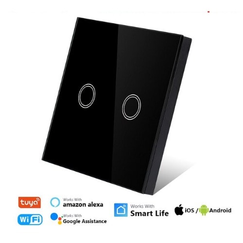 Smart Life - Smart Wifi Wall Switch - 2 Gang Black