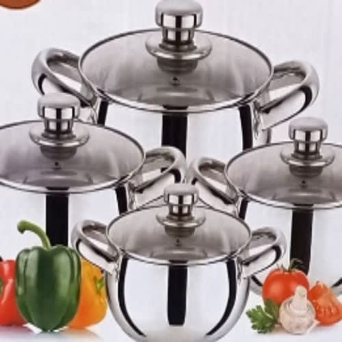 Stainless Serving Dish With Glass Cover -4 Set