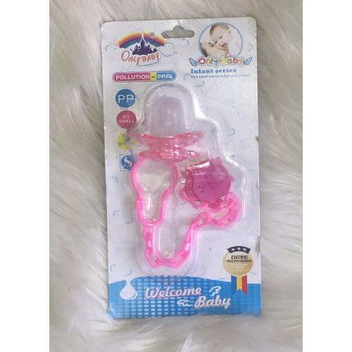 Pollution Free Pacifier With Clip - Pink