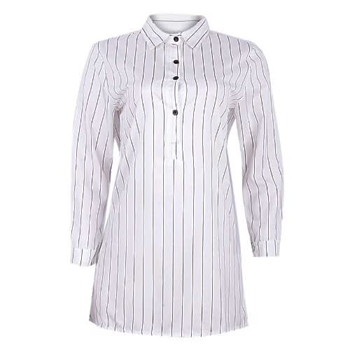 Striped Shirt Dress- White