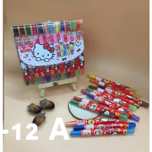 Kids 12 Pieces Rotating Crayon - Hello kitty Red - 1 Pack