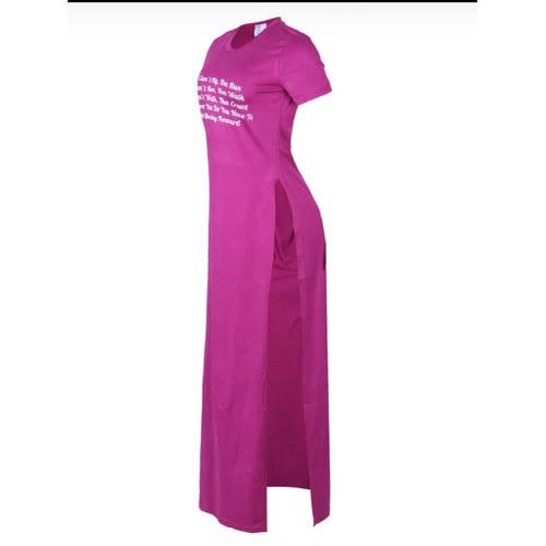 Two Sides Slit Short Sleeve Gown - Purple
