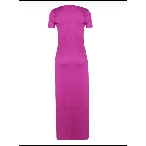 Two Sides Slit Short Sleeve Gown - Purple