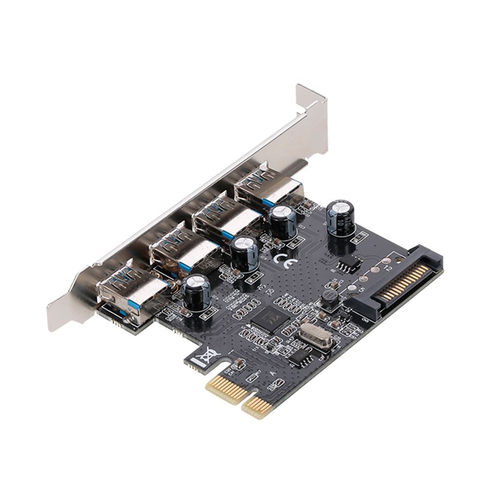 4 Ports 5Gbps USB 3.0 PCI E Adapter SATA Riser Card-Black