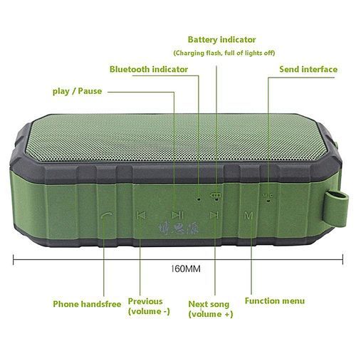 Bluetooth 4.0 Speaker Wireless Outdoor Portable IPX6 Waterproof Speakers With 5W Stereo Driver, Built In Mic, Handsfree, 15H Playtime,Sports,Travel,Shower Beach HT-S