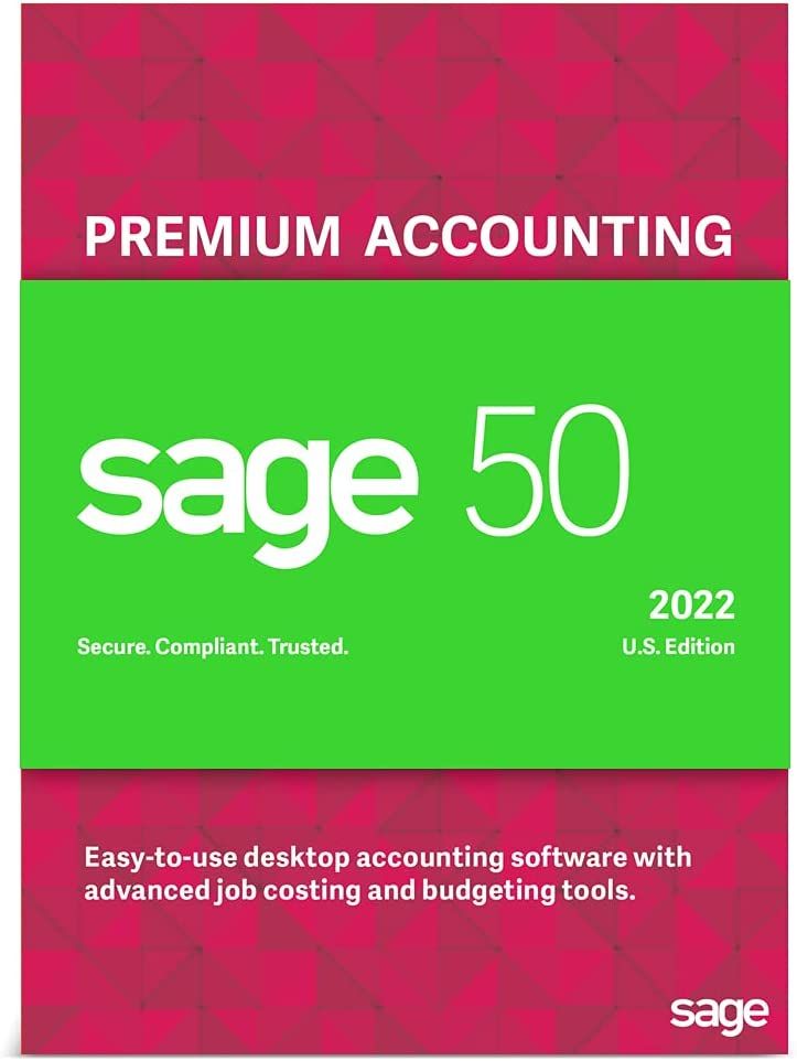 Sage 50 Premium Accounting Software 2022- 1/3/5 Users
