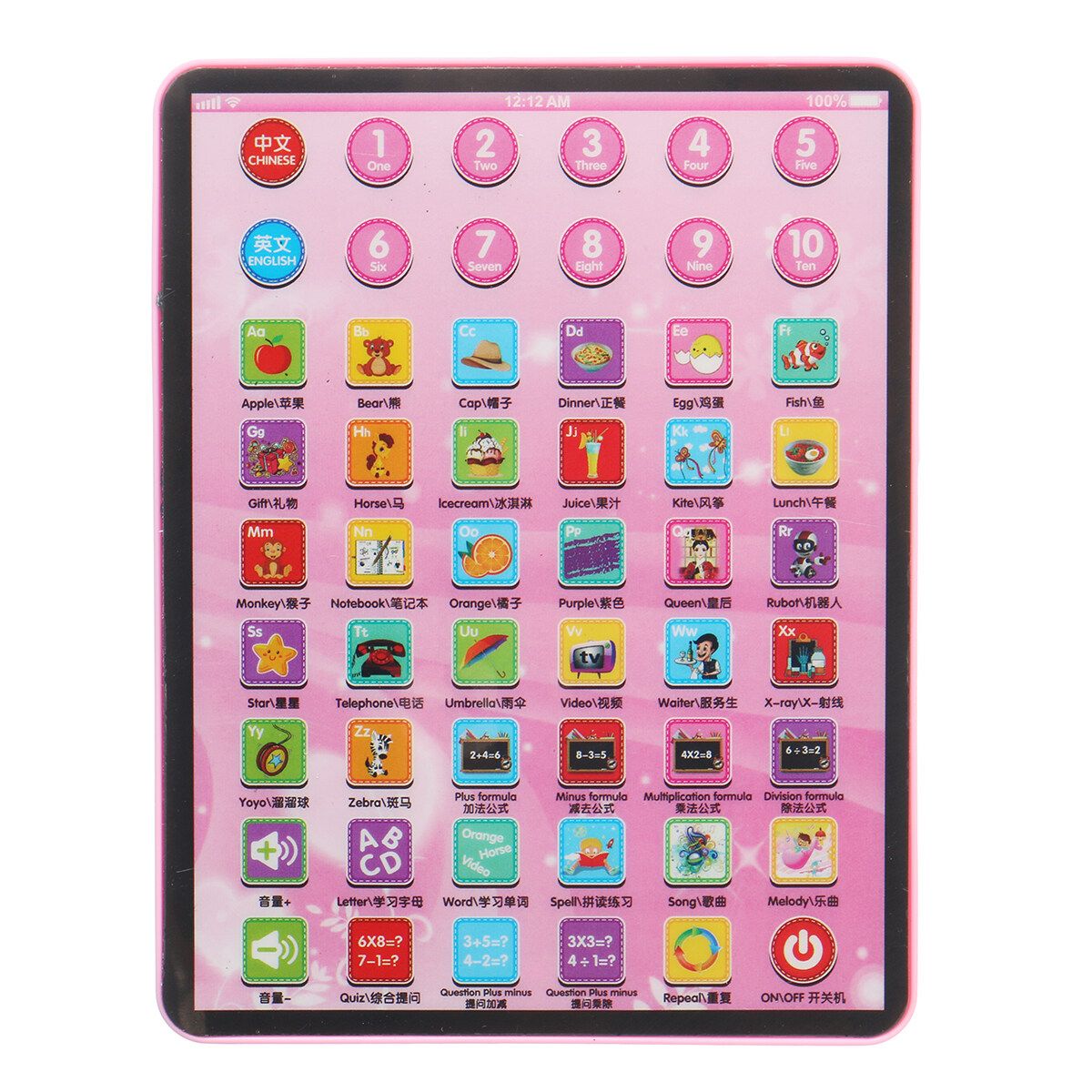 Baby Tablet Educational Toys Girls Toy For 1-6 Year Old Toddler Learning Pink