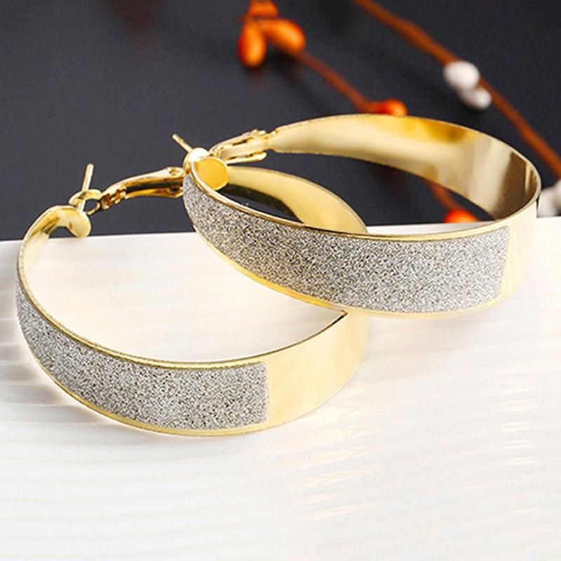 Women Fashion Cool Style Big Hoop Round Jewelry-Gold