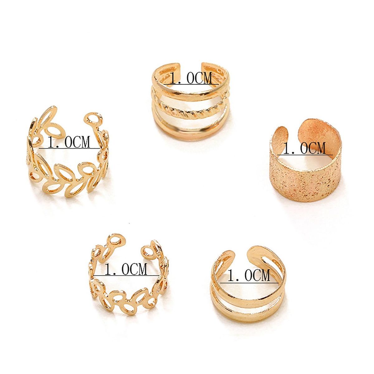5Pcs Non-Piercing Compact Polished Ear Clips Golden-Golden