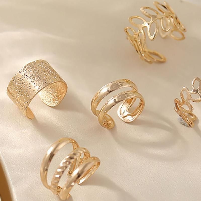 5Pcs Non-Piercing Compact Polished Ear Clips Golden-Golden