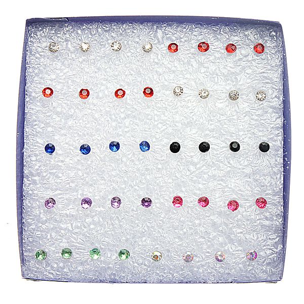 20Pairs Rhinestone Crystal Style Plastic Earrings Studs Pin Jewelry Wholesale US