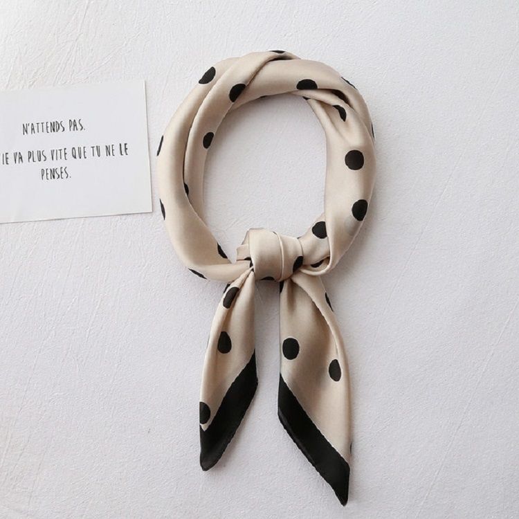 Summer Women Silk Dot Print Professional Square Scarf Small Scarf
