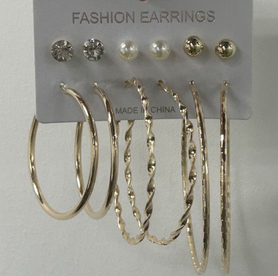 6 Pairs Exaggerated Fashion Hoop Earrings Set