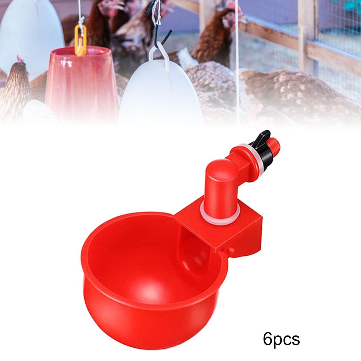 6 Pieces Chicken Drinkers Waterers Cups Bowls For Birds Quail Red