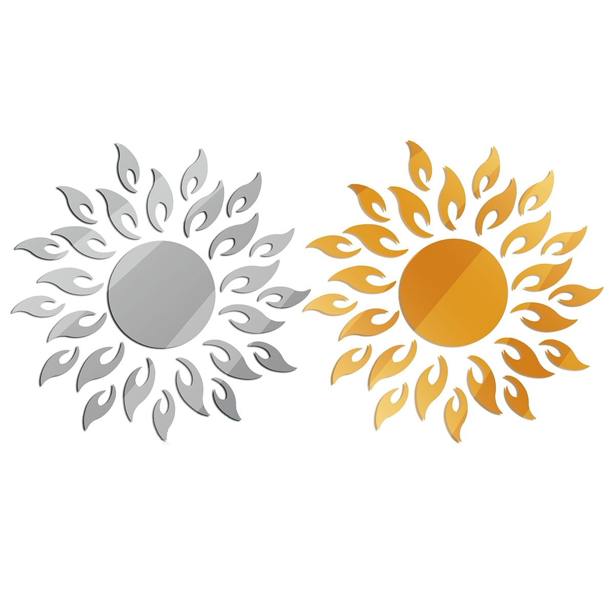 Removable 3D Sunshine Sun Flower Decorative Wall Mirror
