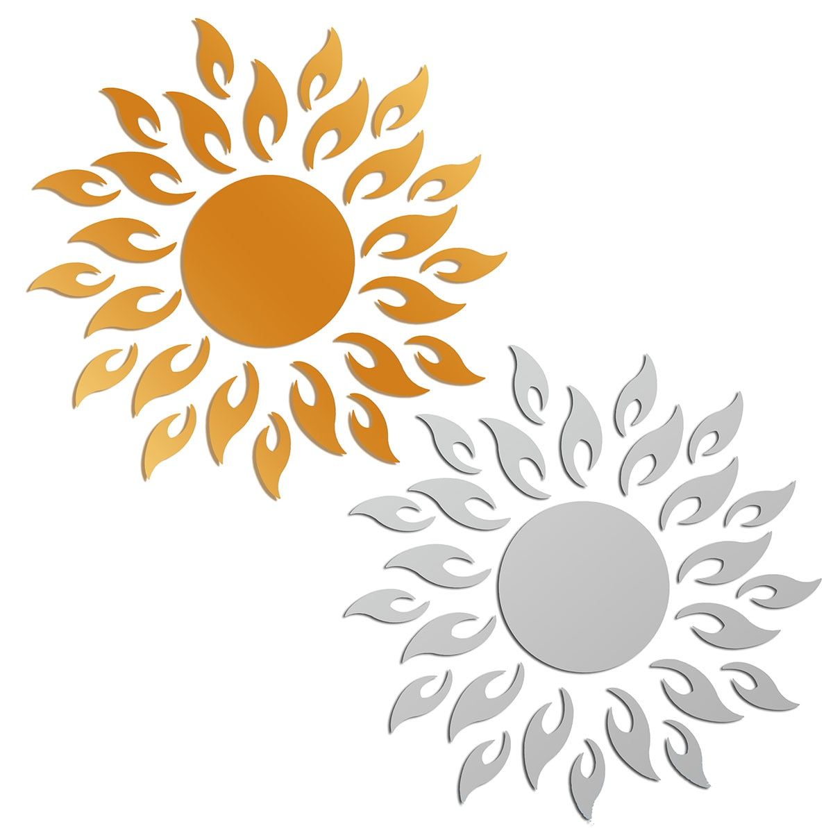 Removable 3D Sunshine Sun Flower Decorative Wall Mirror
