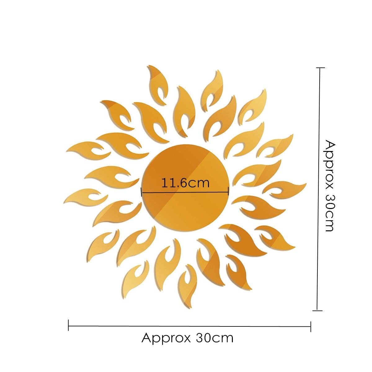 Removable 3D Sunshine Sun Flower Decorative Wall Mirror
