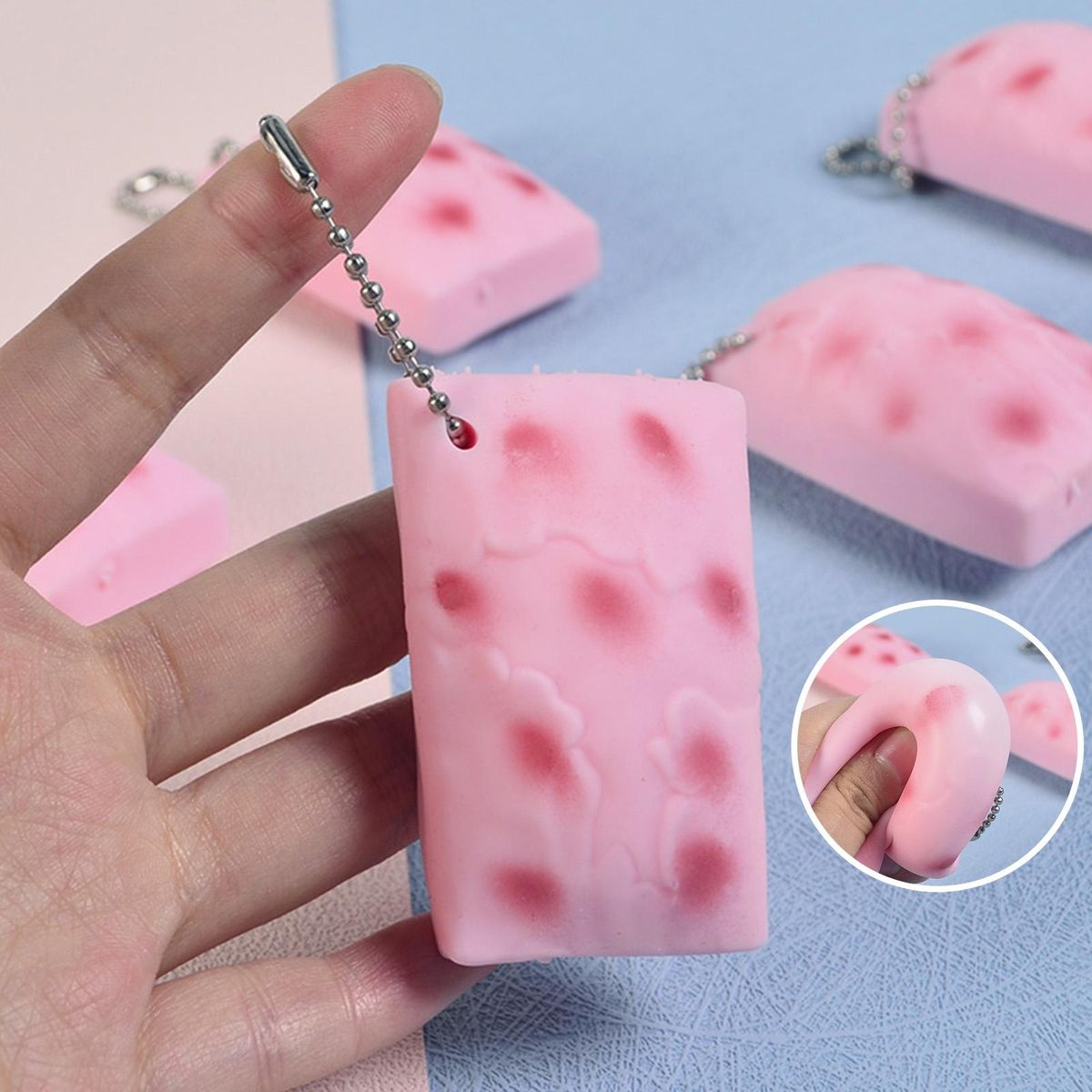 Rice Cake Toy Squeezing Rice Cake Fidget Squishes Toys Pink