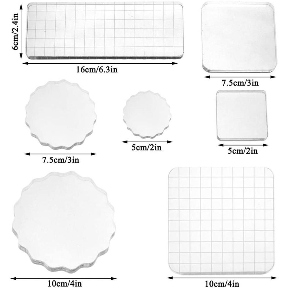 13 Pcs Acrylic Stamp Blocks Tools Set, Including Clear