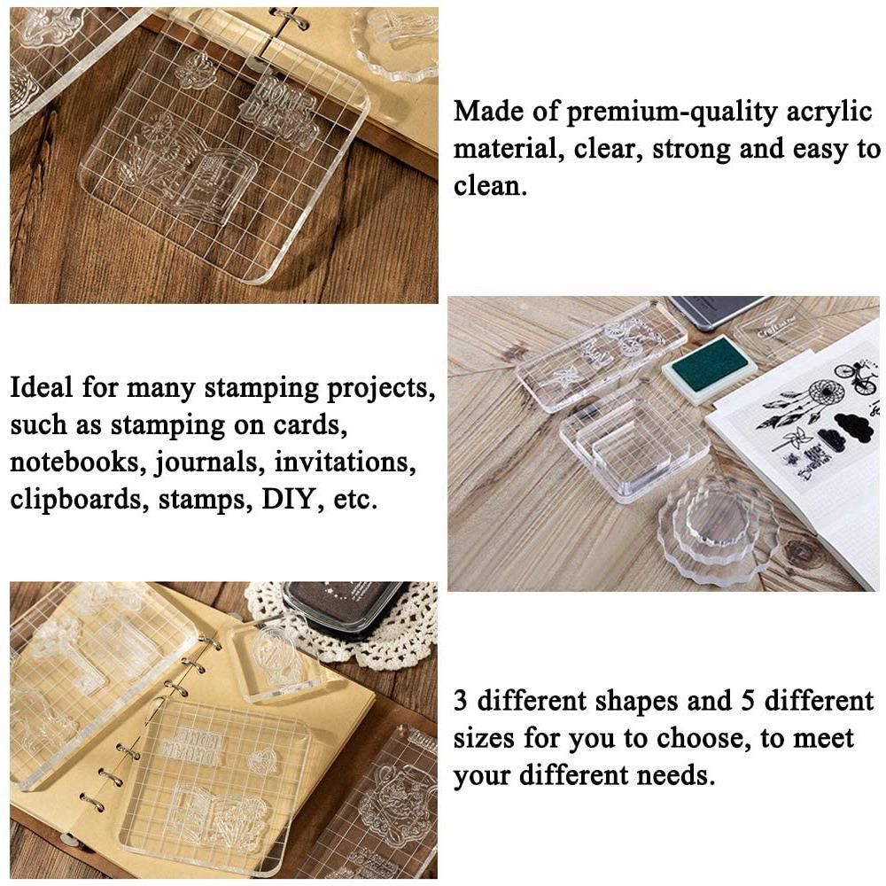 13 Pcs Acrylic Stamp Blocks Tools Set, Including Clear
