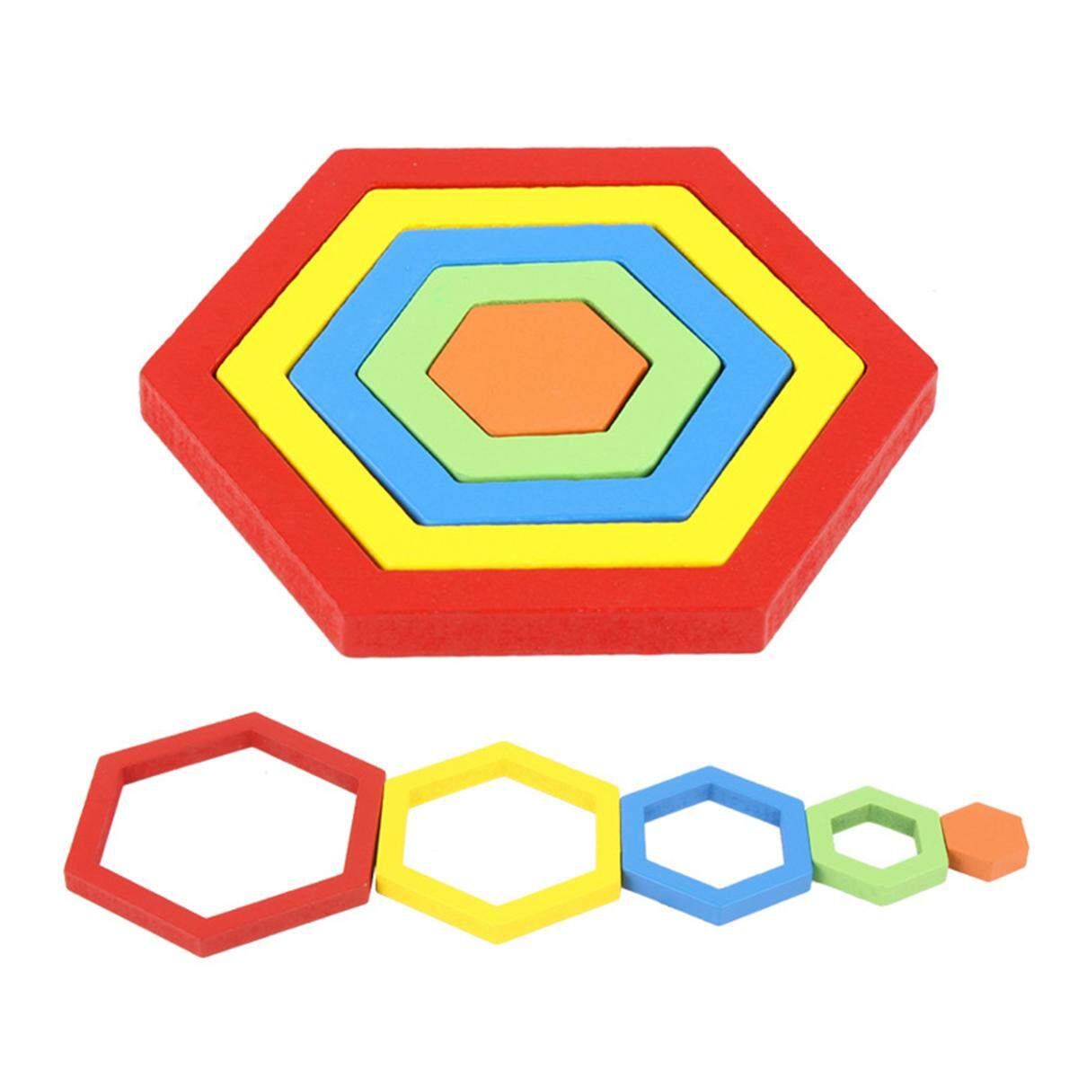 15*15cm (5.9"x5.9") Shape Cognition Board Geometry Jigsaw Puzzle Wooden Toys Kids Educational Learning Red