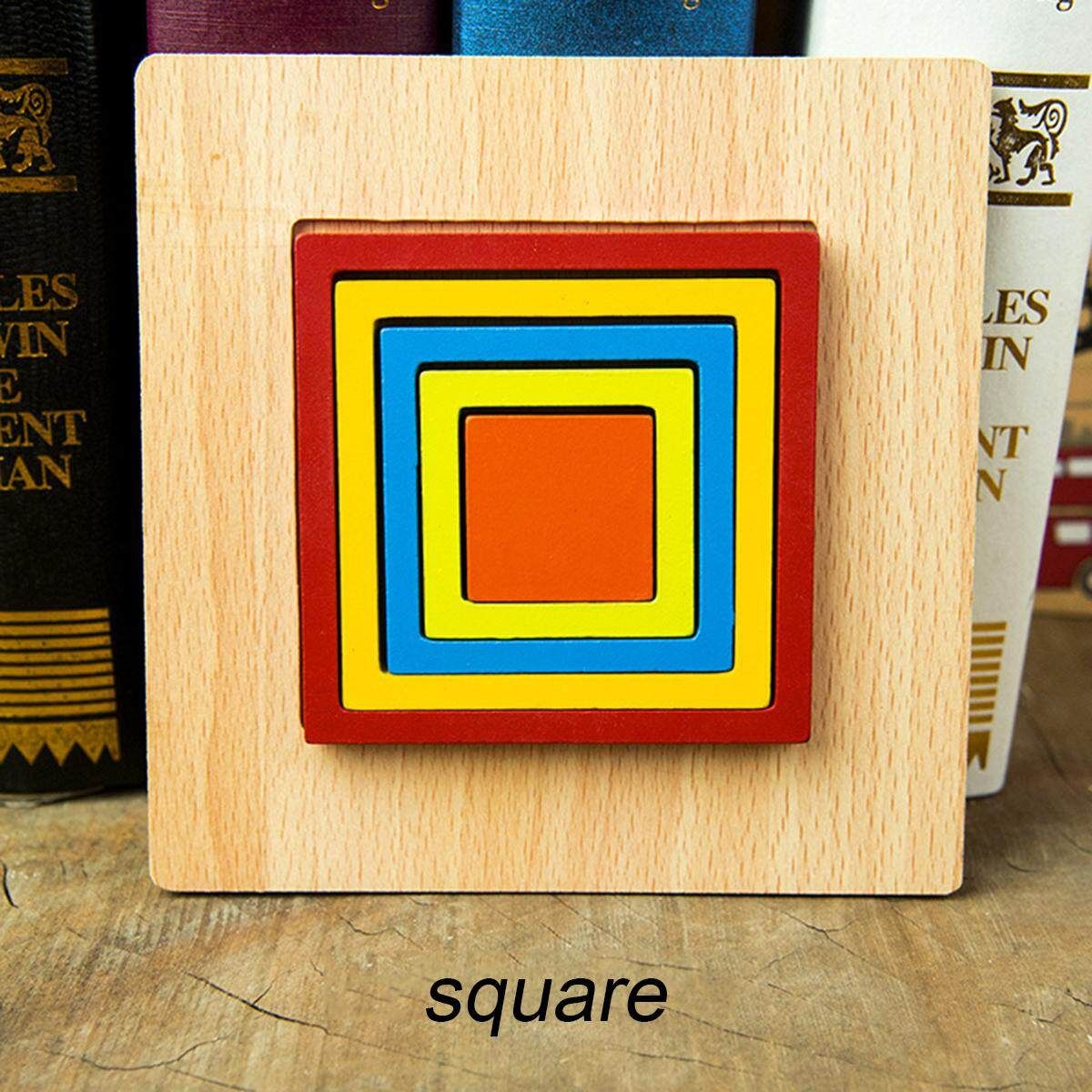 15*15cm (5.9"x5.9") Shape Cognition Board Geometry Jigsaw Puzzle Wooden Toys Kids Educational Learning Red