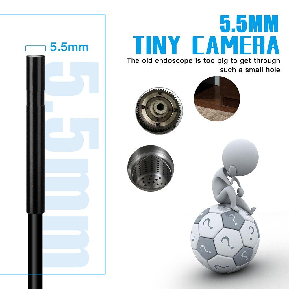 5.5mm Lens Wifi Endoscope Camera Flexible F220 For Car  Industrial Endoscope Camera For Android Phone PC With 6 LED