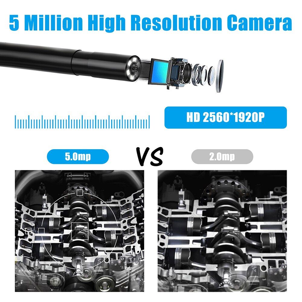 5.5mm Lens Wifi Endoscope Camera Flexible F220 For Car  Industrial Endoscope Camera For Android Phone PC With 6 LED