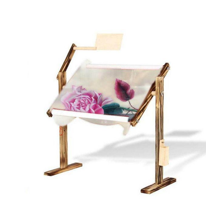 Adjustable Wood Cross Stitch Rack Desktop Embroidery Frame Hoop Stand
