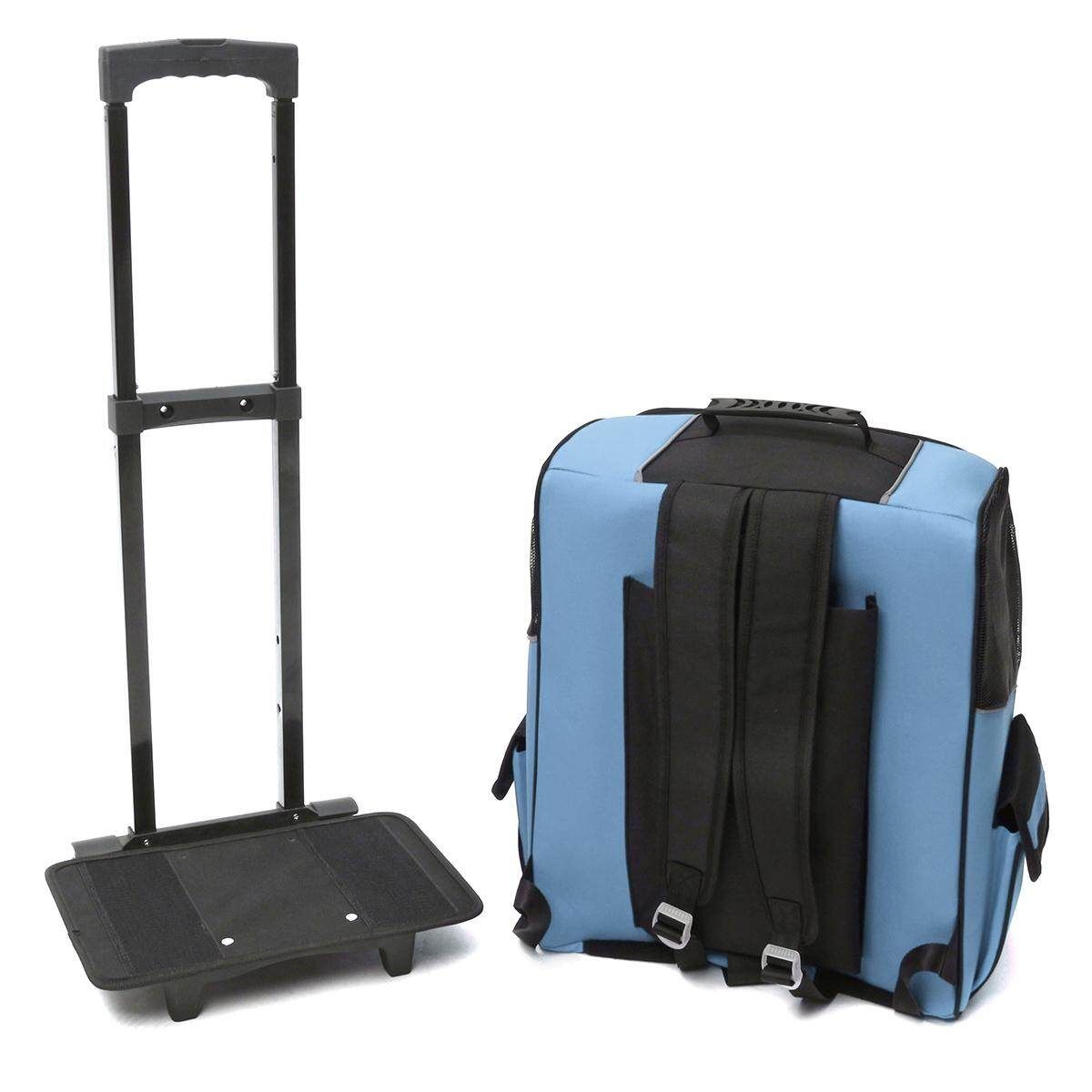 Pet Carrier Dog Cat Rolling BackPack Travel Wheel Luggage Bags Fit Car Seatbelt #blue Blue