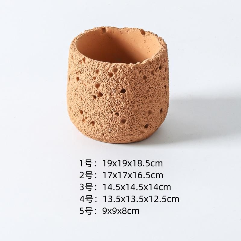 Terracotta Nordic cement flowerpot simple personality creative imitation volcanic  indoor succulent potted green plant flowerpot