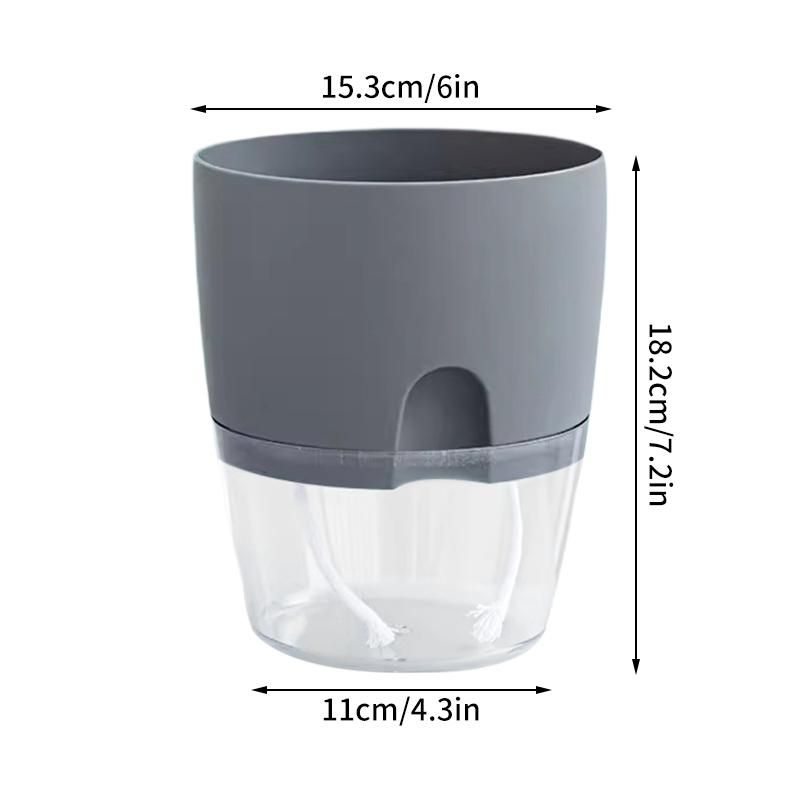 S Watering Flower Pot Plastic Transparent Hydroponics Plants Pot Succulent Potted Planters Double Layer Cotton Rope Watering