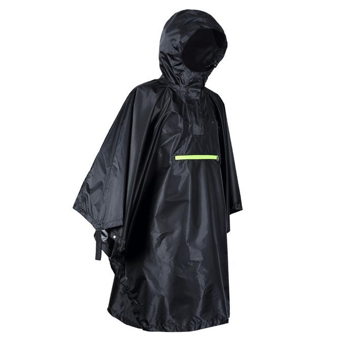 Waterproof Rain Poncho Cycling  Raincoat Reflective Strip Black