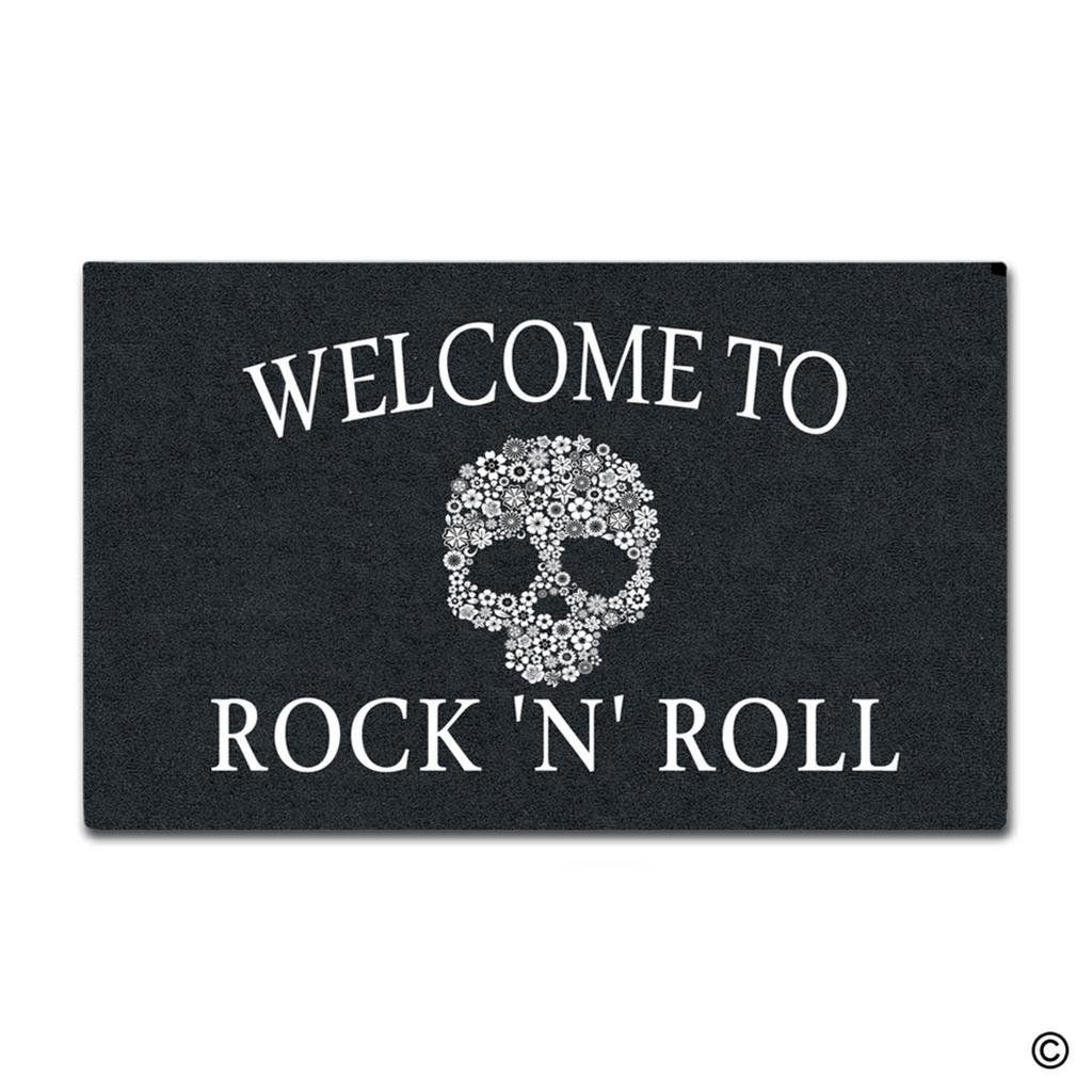 Custom Doormat Skull Welcome To Rock 'n' Roll Deco