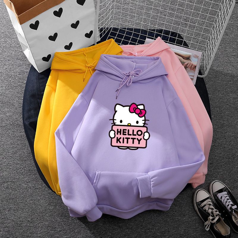 Cartoon Sanrio Hello-Kitty Cute Women Hoodie Korean Girls