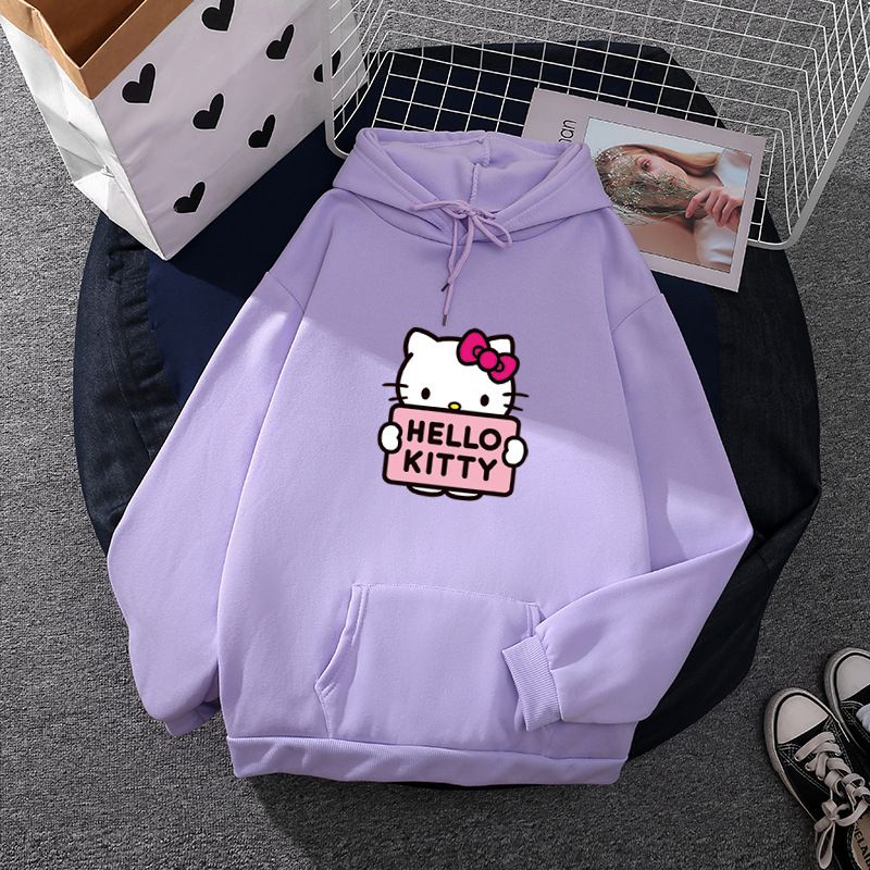 Cartoon Sanrio Hello-Kitty Cute Women Hoodie Korean Girls
