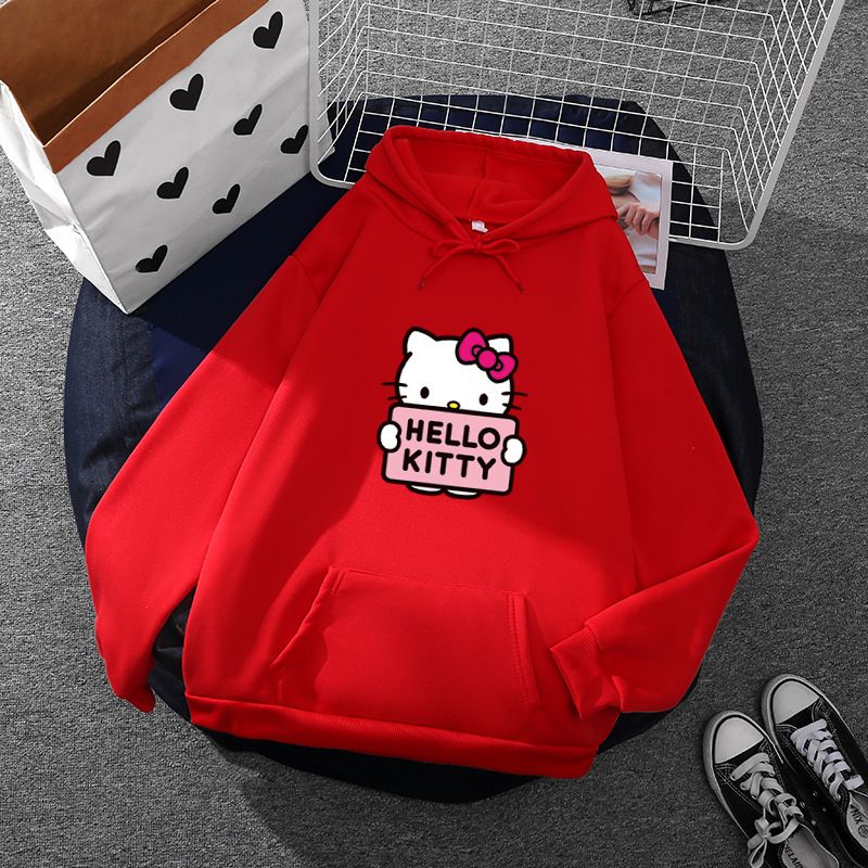 Cartoon Sanrio Hello-Kitty Cute Women Hoodie Korean Girls