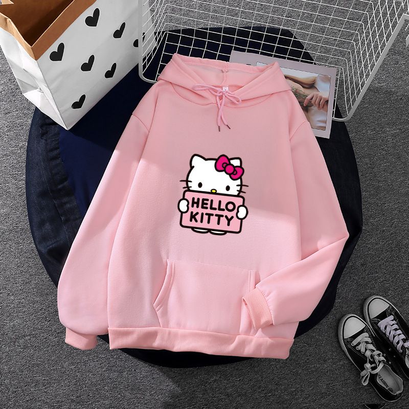 Cartoon Sanrio Hello-Kitty Cute Women Hoodie Korean Girls