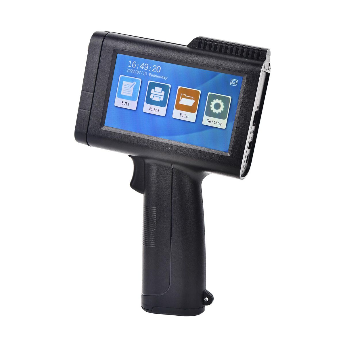 Portable HD Handheld Inkjet Printer with 4.3 Inch Touchscreen Intelligent Barcode Printer Support Logo Date QR Code Symbols Batch Number USB Interface for Variable Data With Quick-Drying Ink Cartridge