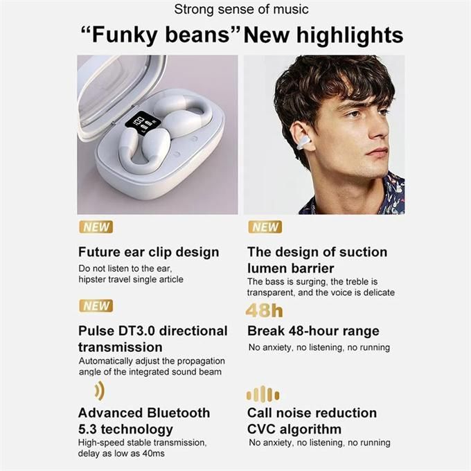 2023 New Wireless Bluetooth Bone Conduction Headphones Sports Ear Clip Headphones