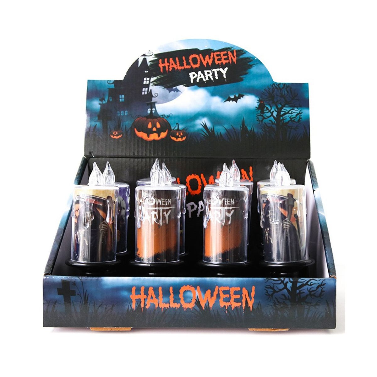 12Pcs/Set Halloween Decoration Pumpkin Candlestick Light