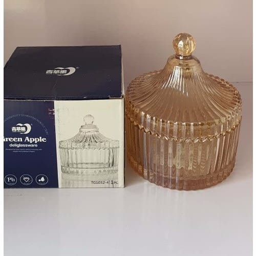 Crystal Glass Storage With Cover - Gold